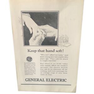 Vintage 1923 General Electric Keep That Hand Soft Ad Advertisement